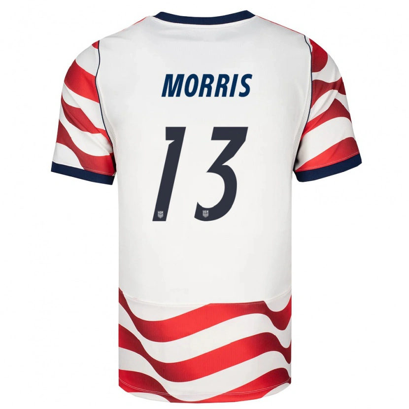 Danxen Mujer Camiseta Estados Unidos Jordan Morris #13 Rojo Blanco Negro 1ª Equipación 26-28 La Camisa