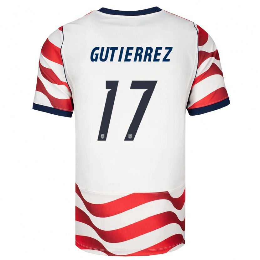 Danxen Mujer Camiseta Estados Unidos Brian Gutierrez #17 Rojo Blanco Negro 1ª Equipación 26-28 La Camisa