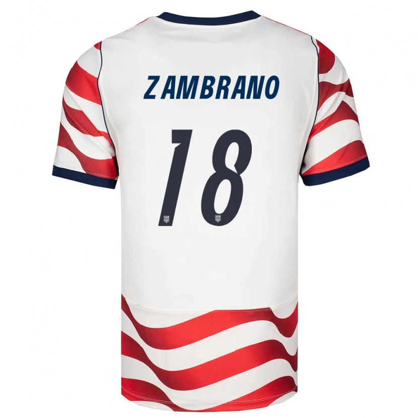 Danxen Mujer Camiseta Estados Unidos Marcos Zambrano #18 Rojo Blanco Negro 1ª Equipación 26-28 La Camisa