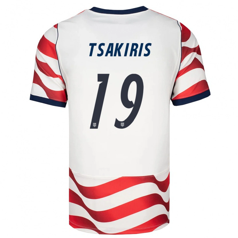 Danxen Mujer Camiseta Estados Unidos Mateo Tsakiris #19 Rojo Blanco Negro 1ª Equipación 26-28 La Camisa