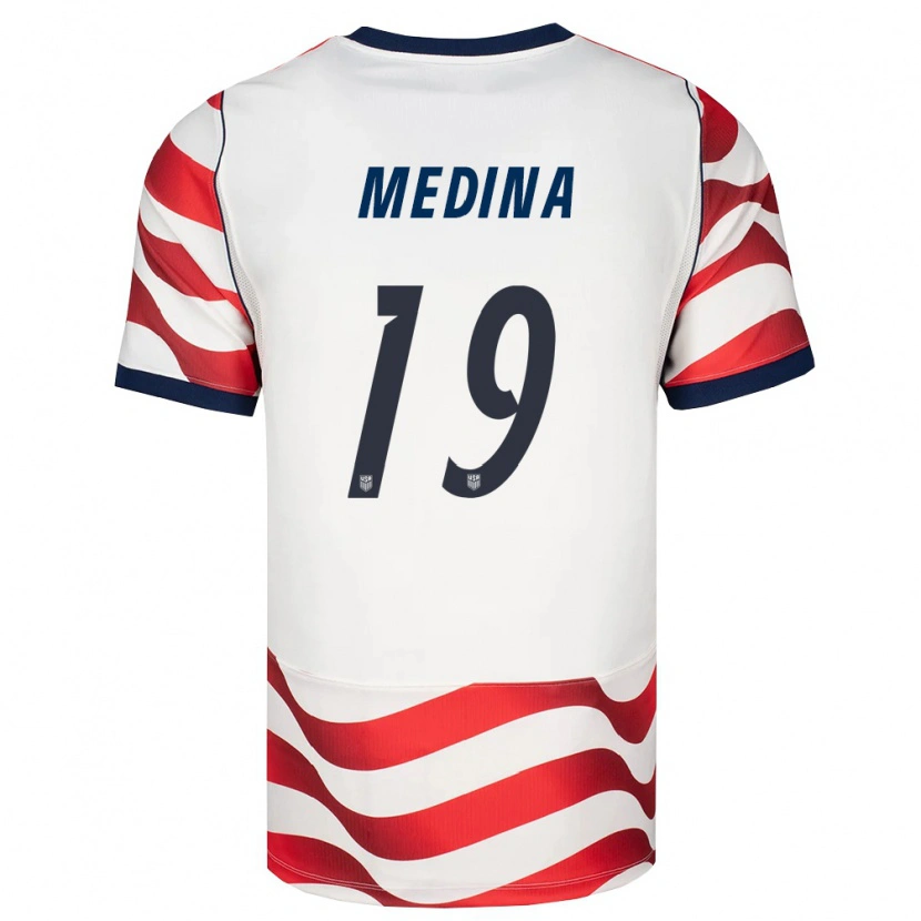 Danxen Mujer Camiseta Estados Unidos Aaron Medina #19 Rojo Blanco Negro 1ª Equipación 26-28 La Camisa