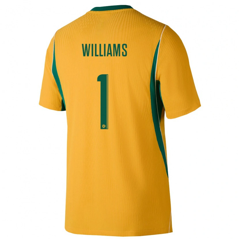 Danxen Mujer Camiseta Australia Lydia Williams #1 Amarillo Verde 1ª Equipación 26-28 La Camisa