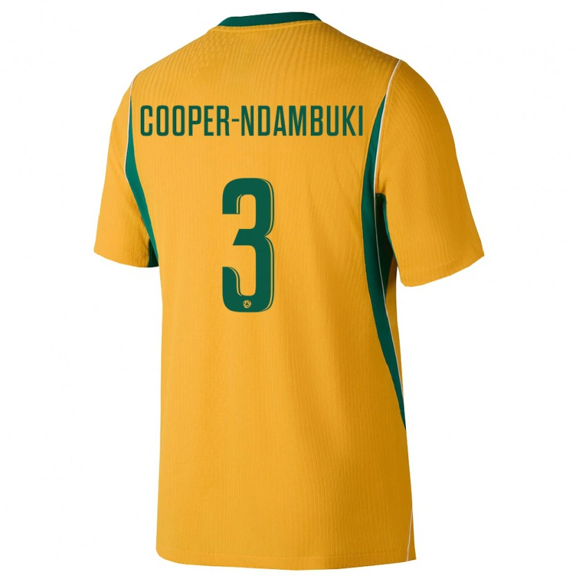 Danxen Mujer Camiseta Australia Deklan Cooper-Ndambuki #3 Amarillo Verde 1ª Equipación 26-28 La Camisa