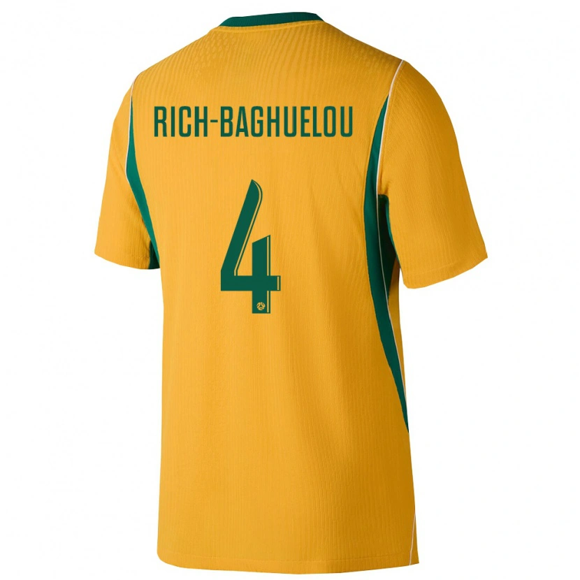 Danxen Mujer Camiseta Australia Jay Rich Baghuelou #4 Amarillo Verde 1ª Equipación 26-28 La Camisa