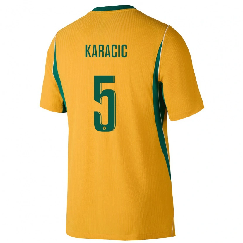 Danxen Mujer Camiseta Australia Fran Karacic #5 Amarillo Verde 1ª Equipación 26-28 La Camisa