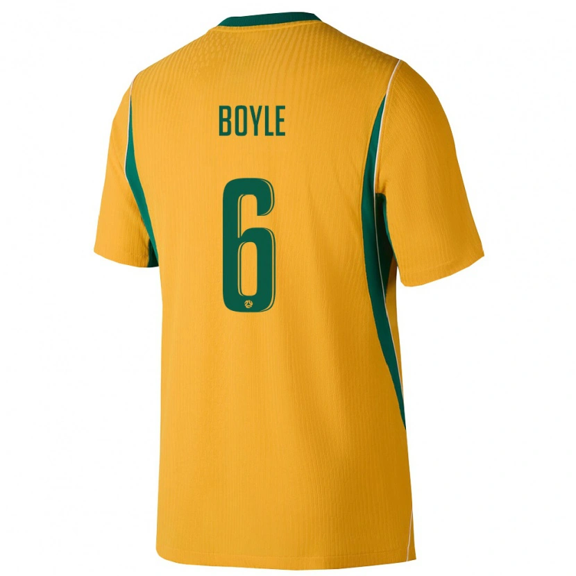 Danxen Mujer Camiseta Australia Martin Boyle #6 Amarillo Verde 1ª Equipación 26-28 La Camisa