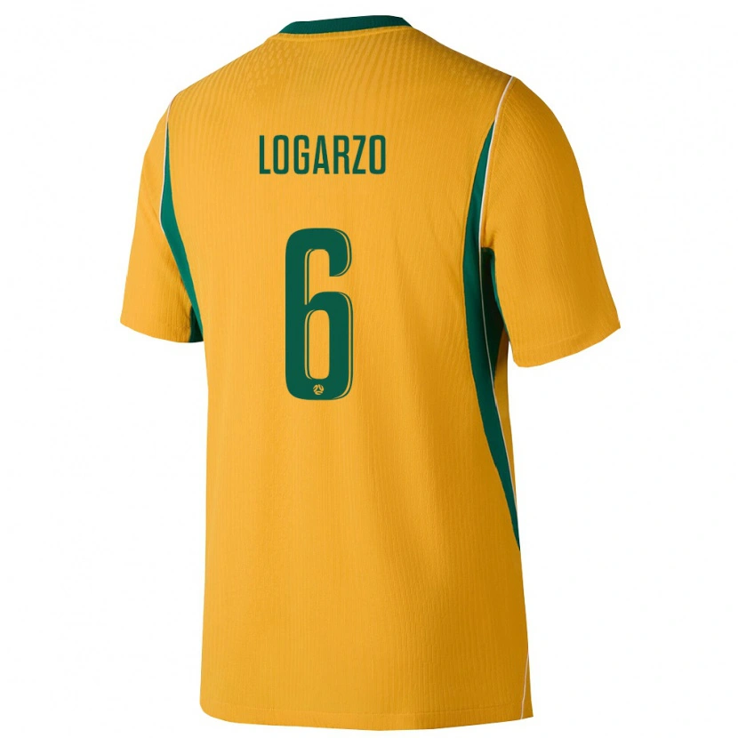 Danxen Mujer Camiseta Australia Chloe Logarzo #6 Amarillo Verde 1ª Equipación 26-28 La Camisa