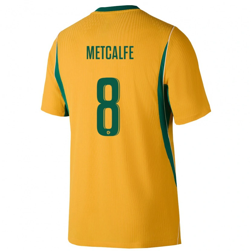 Danxen Mujer Camiseta Australia Connor Metcalfe #8 Amarillo Verde 1ª Equipación 26-28 La Camisa