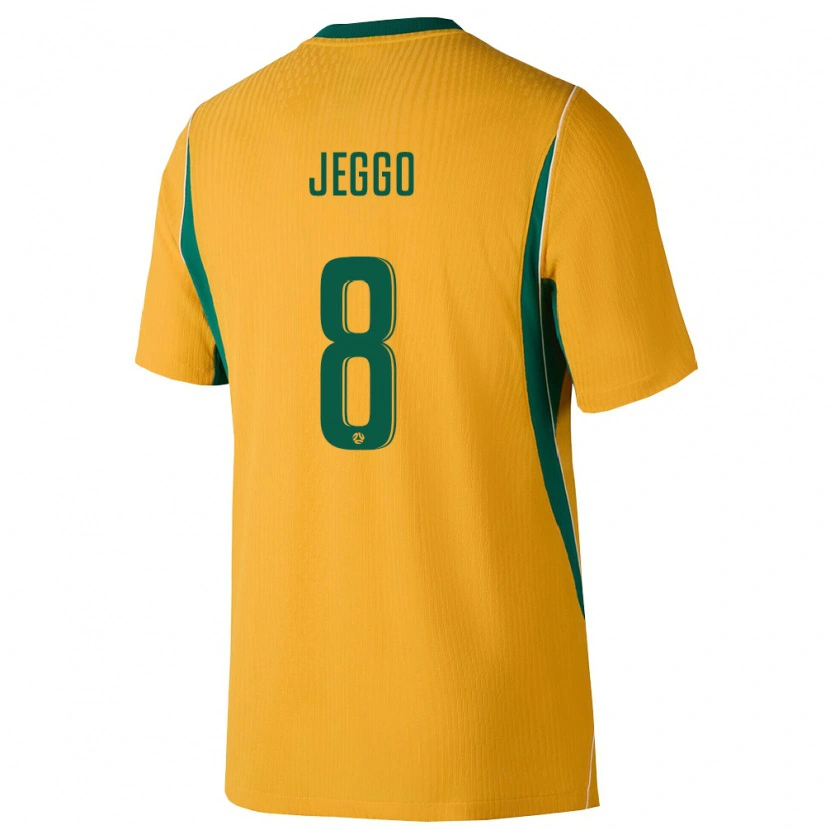 Danxen Mujer Camiseta Australia James Jeggo #8 Amarillo Verde 1ª Equipación 26-28 La Camisa