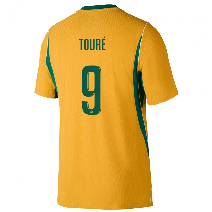 Danxen Mujer Camiseta Australia Mohamed Touré #9 Amarillo Verde 1ª Equipación 26-28 La Camisa