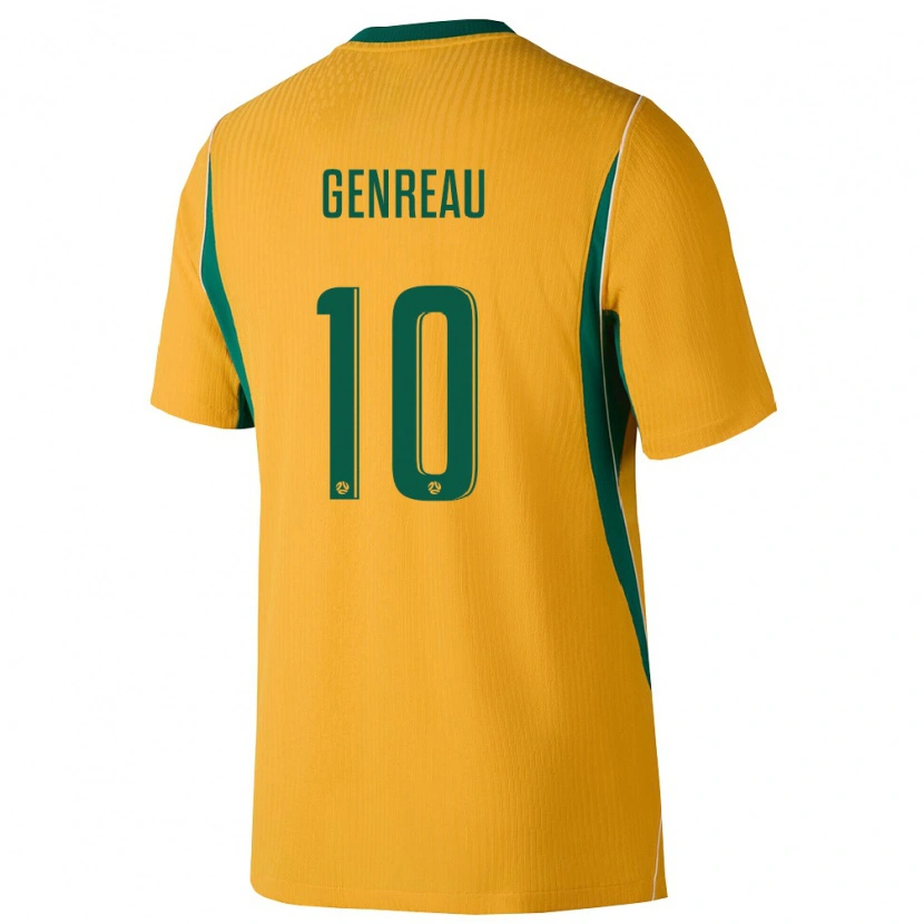 Danxen Mujer Camiseta Australia Denis Genreau #10 Amarillo Verde 1ª Equipación 26-28 La Camisa