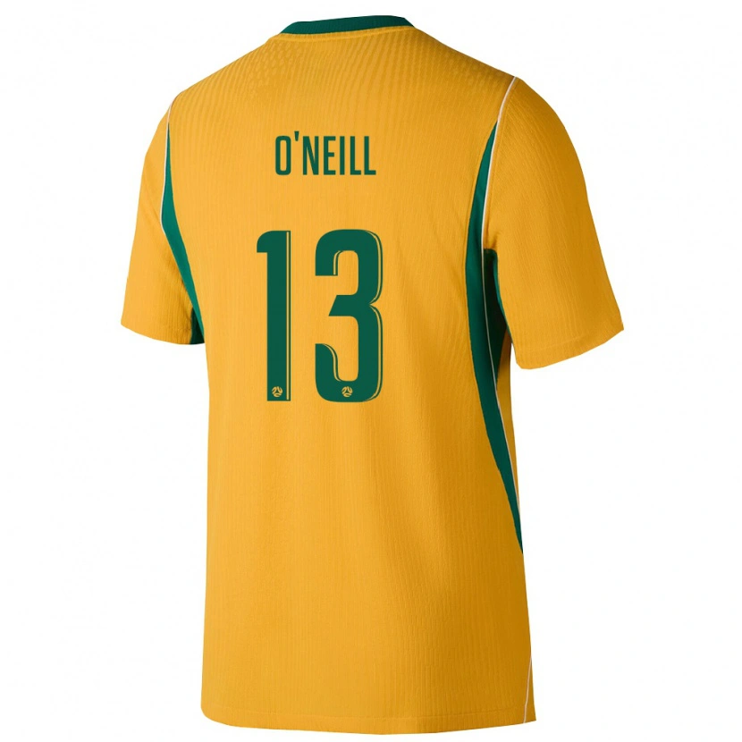 Danxen Mujer Camiseta Australia Aiden O'neill #13 Amarillo Verde 1ª Equipación 26-28 La Camisa