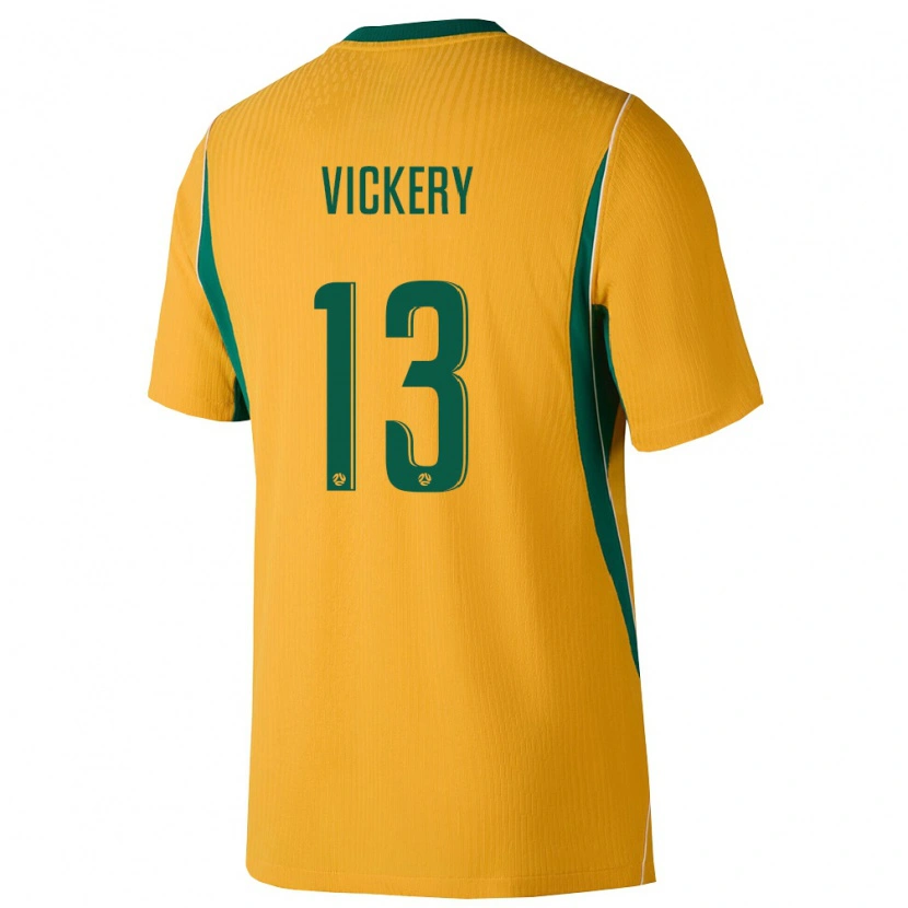 Danxen Mujer Camiseta Australia Luke Vickery #13 Amarillo Verde 1ª Equipación 26-28 La Camisa