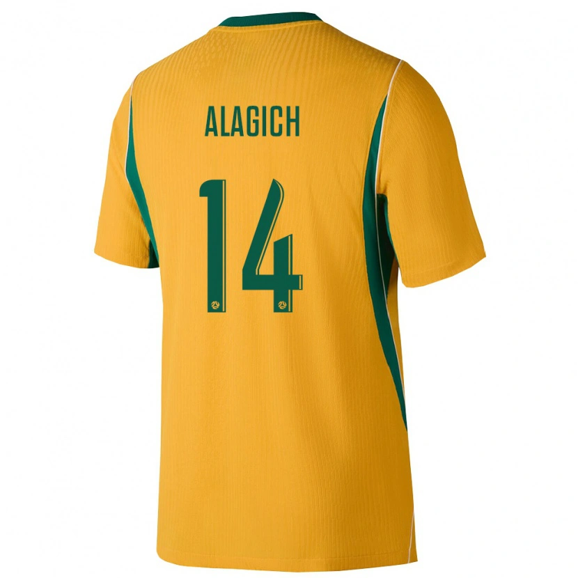 Danxen Mujer Camiseta Australia Ethan Alagich #14 Amarillo Verde 1ª Equipación 26-28 La Camisa