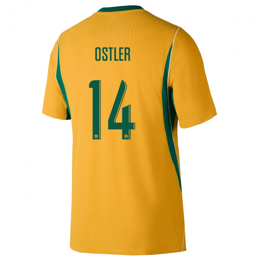 Danxen Mujer Camiseta Australia Trent Ostler #14 Amarillo Verde 1ª Equipación 26-28 La Camisa