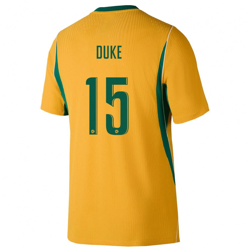 Danxen Mujer Camiseta Australia Mitchell Duke #15 Amarillo Verde 1ª Equipación 26-28 La Camisa
