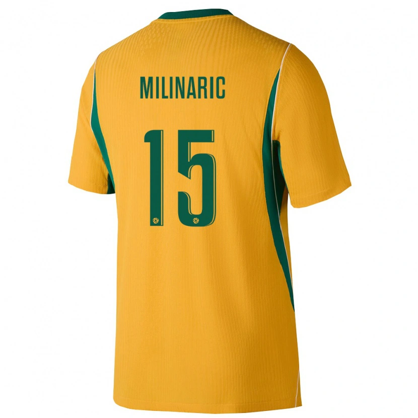Danxen Mujer Camiseta Australia Anton Milinaric #15 Amarillo Verde 1ª Equipación 26-28 La Camisa