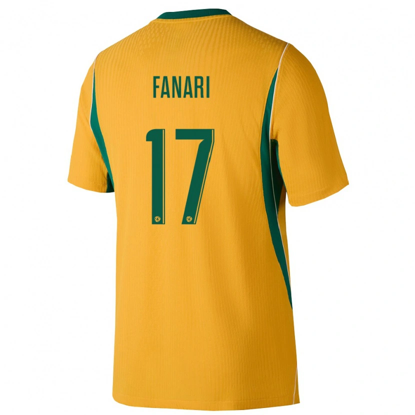 Danxen Mujer Camiseta Australia Leonardo Fanari #17 Amarillo Verde 1ª Equipación 26-28 La Camisa
