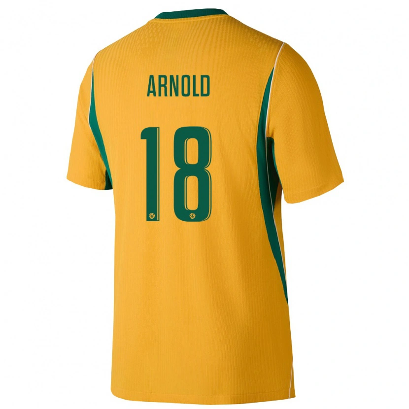 Danxen Mujer Camiseta Australia Mackenzie Arnold #18 Amarillo Verde 1ª Equipación 26-28 La Camisa