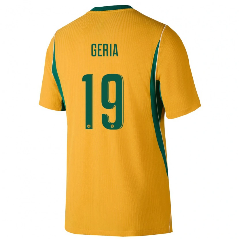 Danxen Mujer Camiseta Australia Jason Geria #19 Amarillo Verde 1ª Equipación 26-28 La Camisa