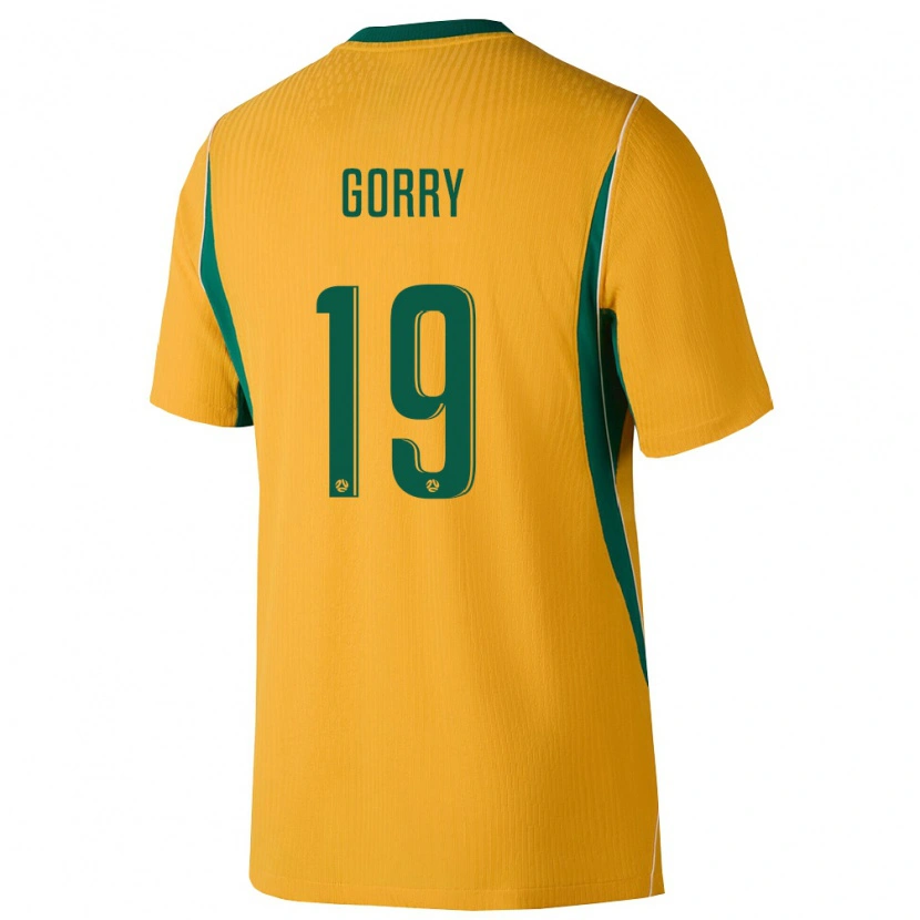 Danxen Mujer Camiseta Australia Katrina Gorry #19 Amarillo Verde 1ª Equipación 26-28 La Camisa