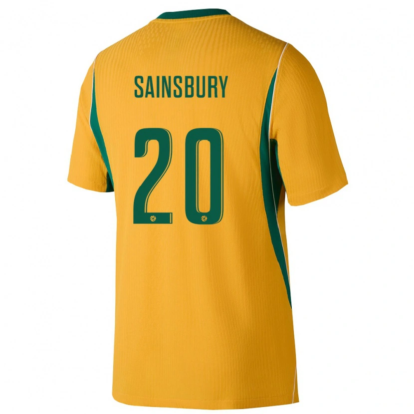 Danxen Mujer Camiseta Australia Trent Sainsbury #20 Amarillo Verde 1ª Equipación 26-28 La Camisa