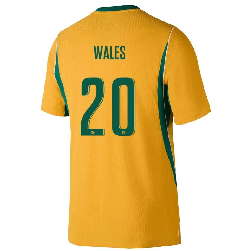 Danxen Mujer Camiseta Australia Lachlan Wales #20 Amarillo Verde 1ª Equipación 26-28 La Camisa