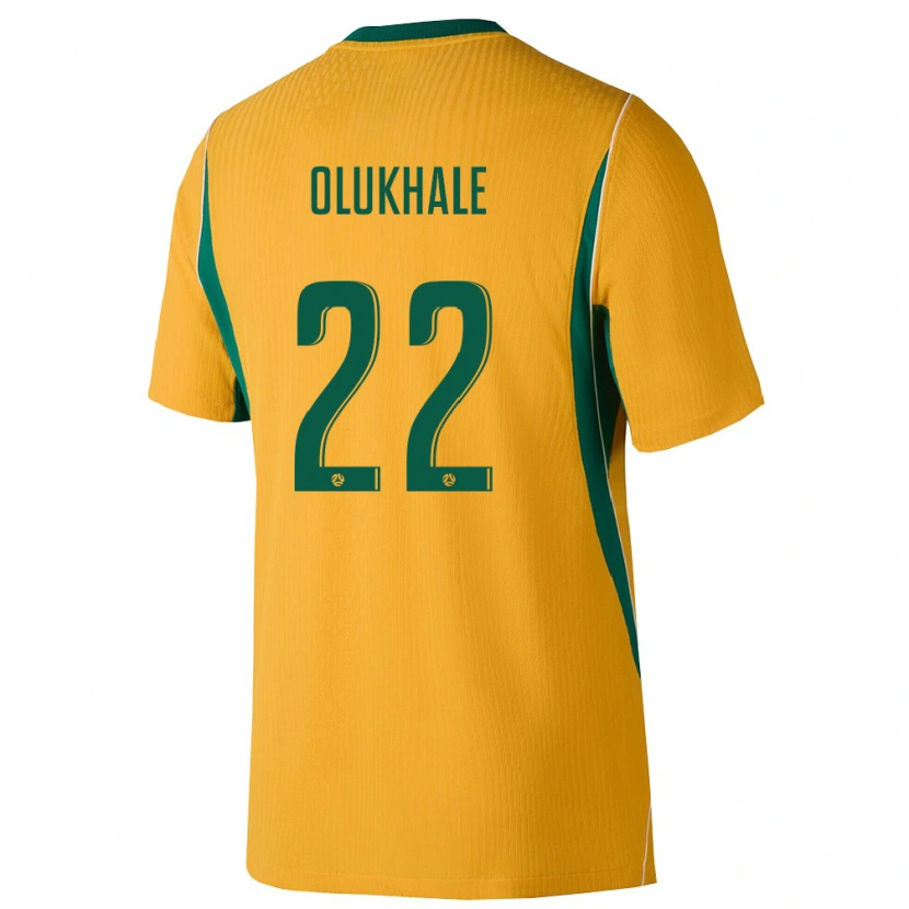 Danxen Mujer Camiseta Australia Malik Olukhale #22 Amarillo Verde 1ª Equipación 26-28 La Camisa