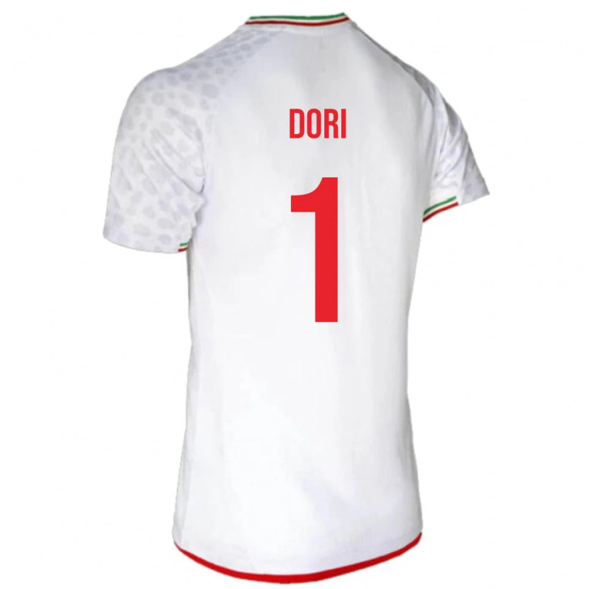 Danxen Mujer Camiseta Irán Bardia Dori #1 Blanco Rojo 1ª Equipación 26-28 La Camisa