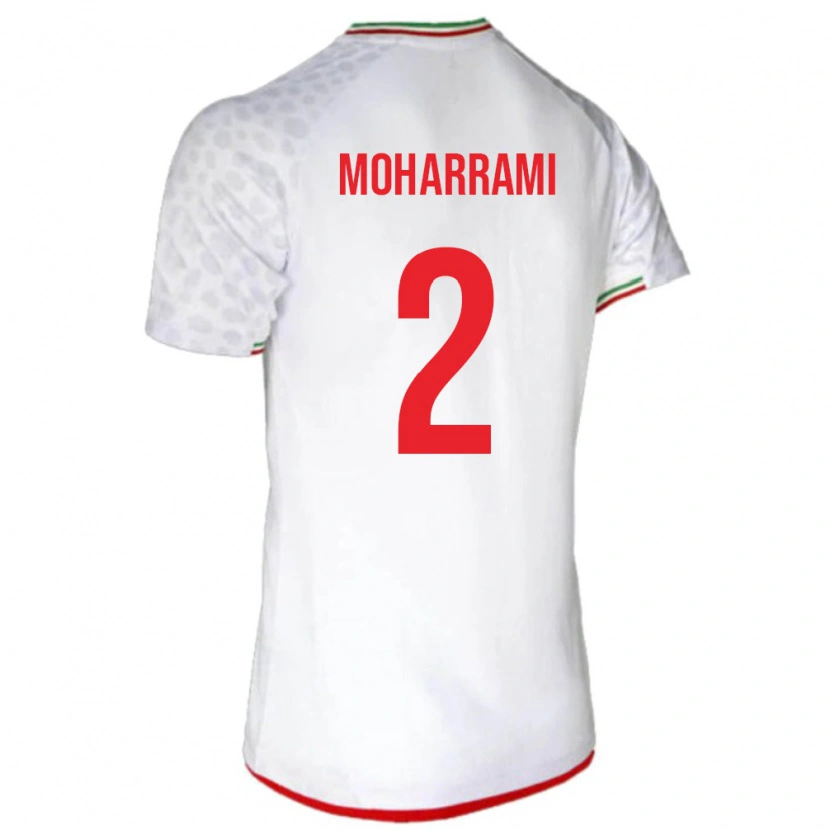 Danxen Mujer Camiseta Irán Sadegh Moharrami #2 Blanco Rojo 1ª Equipación 26-28 La Camisa