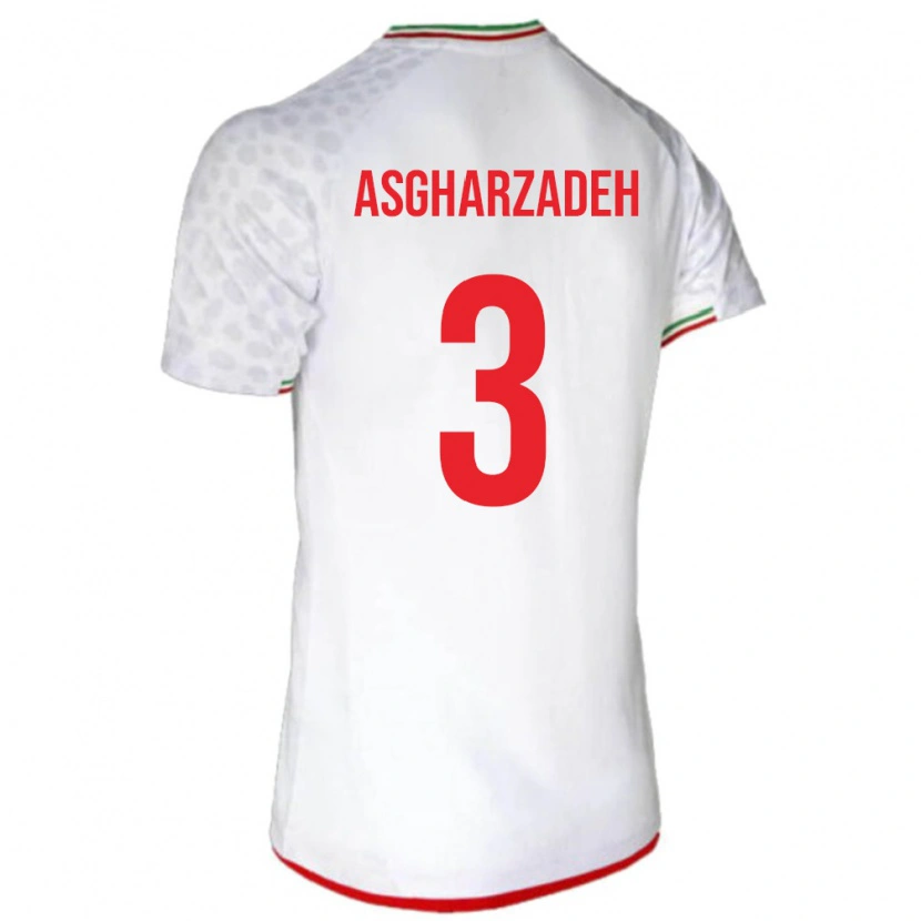 Danxen Mujer Camiseta Irán Ali Asgharzadeh #3 Blanco Rojo 1ª Equipación 26-28 La Camisa