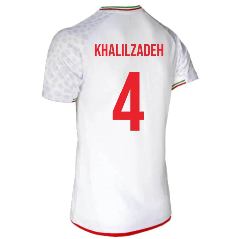 Danxen Mujer Camiseta Irán Shoja Khalilzadeh #4 Blanco Rojo 1ª Equipación 26-28 La Camisa