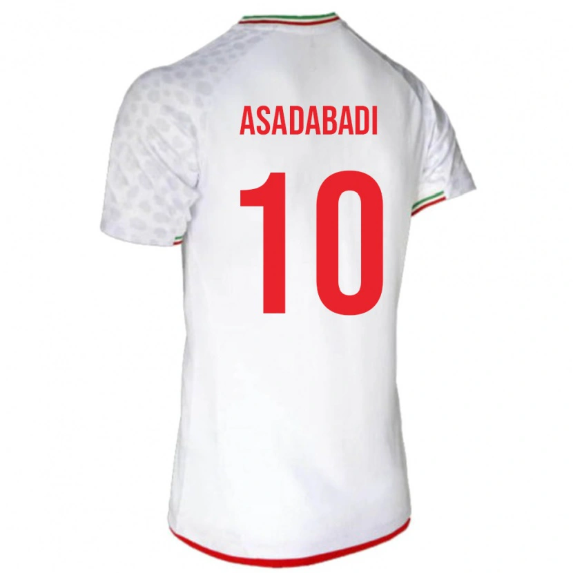Danxen Mujer Camiseta Irán Alireza Asadabadi #10 Blanco Rojo 1ª Equipación 26-28 La Camisa
