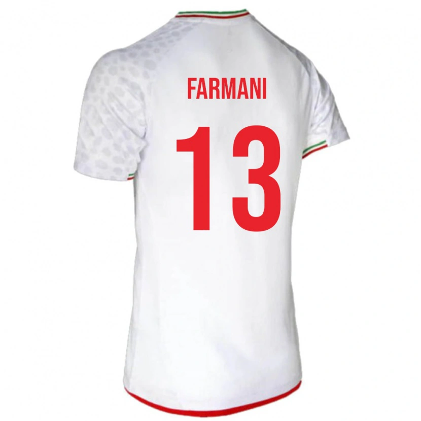 Danxen Mujer Camiseta Irán Yasaman Farmani #13 Blanco Rojo 1ª Equipación 26-28 La Camisa