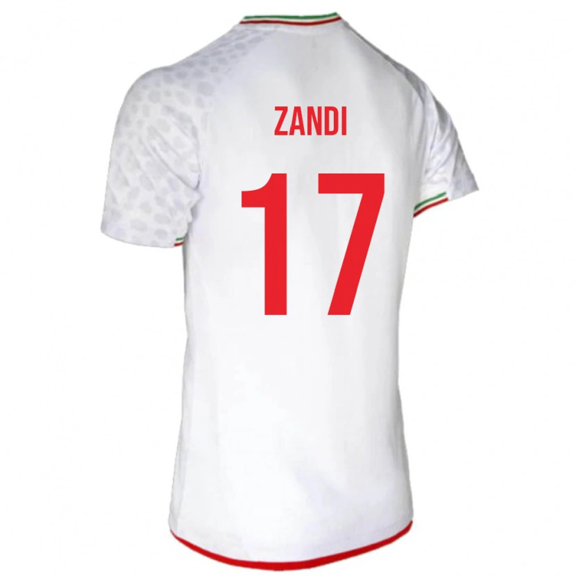 Danxen Mujer Camiseta Irán Negin Zandi #17 Blanco Rojo 1ª Equipación 26-28 La Camisa