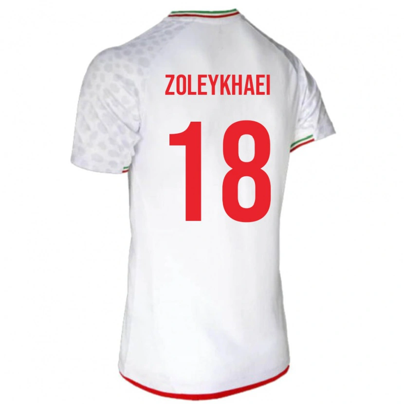 Danxen Mujer Camiseta Irán Abolfazl Zoleykhaei #18 Blanco Rojo 1ª Equipación 26-28 La Camisa