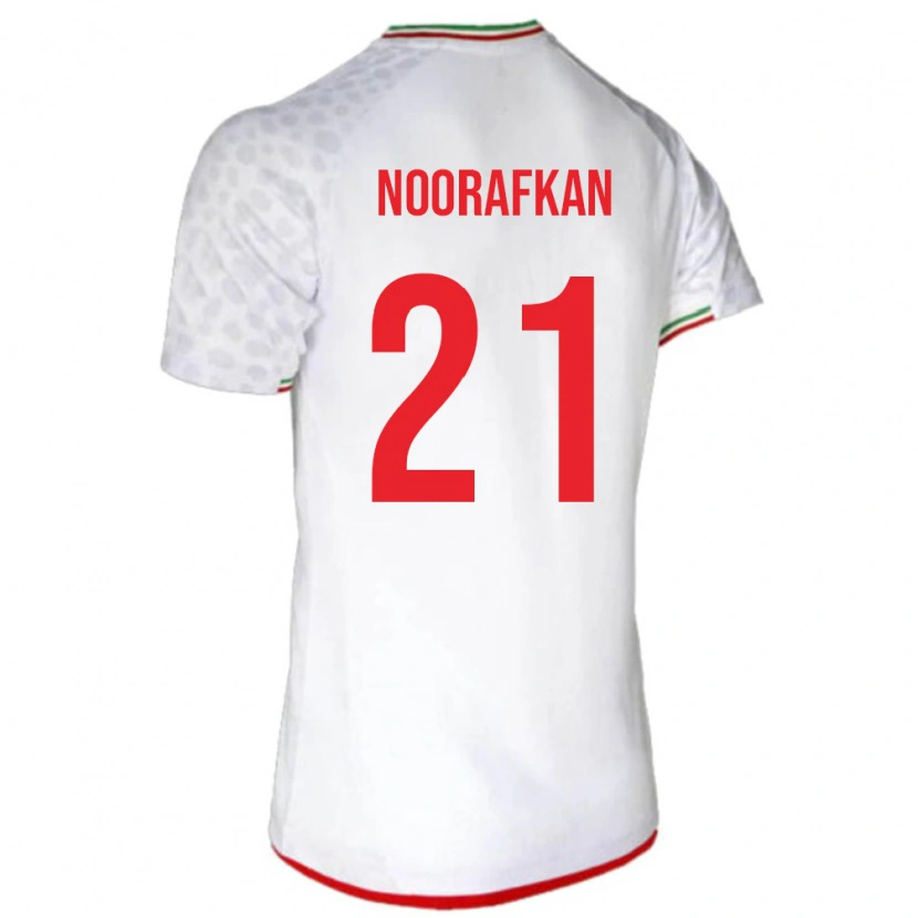 Danxen Mujer Camiseta Irán Omid Noorafkan #21 Blanco Rojo 1ª Equipación 26-28 La Camisa