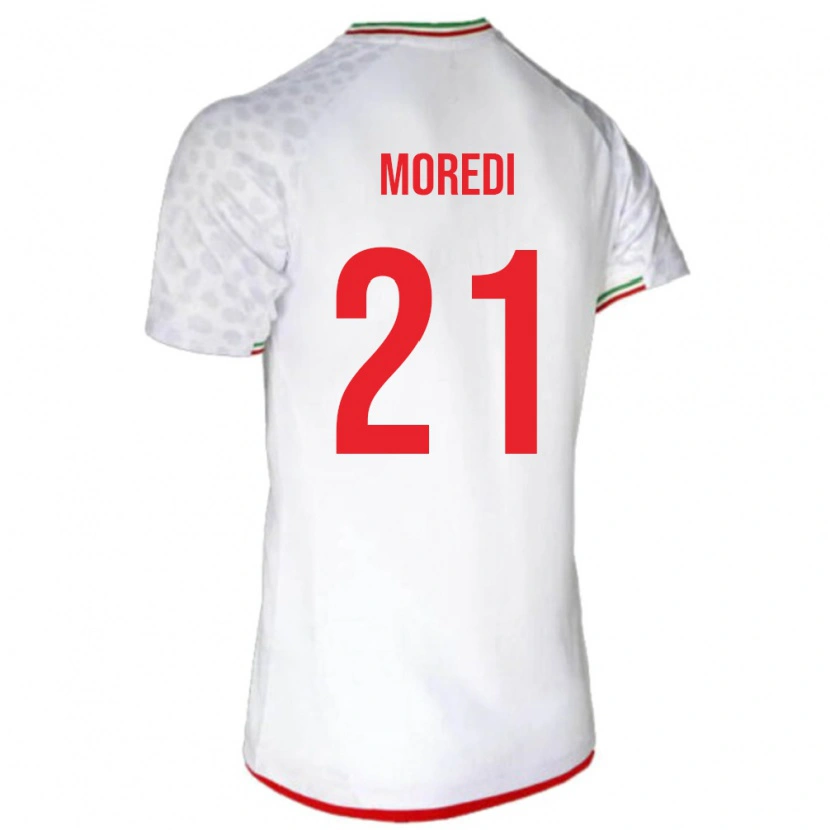 Danxen Mujer Camiseta Irán Abolfazl Moredi #21 Blanco Rojo 1ª Equipación 26-28 La Camisa
