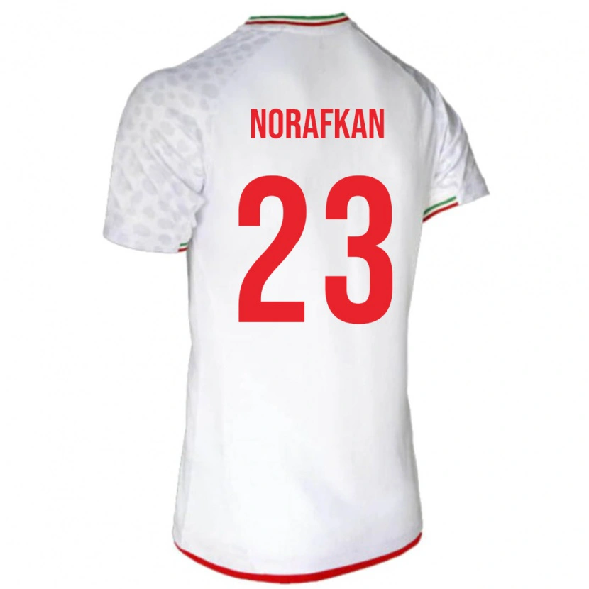 Danxen Mujer Camiseta Irán Omid Norafkan #23 Blanco Rojo 1ª Equipación 26-28 La Camisa