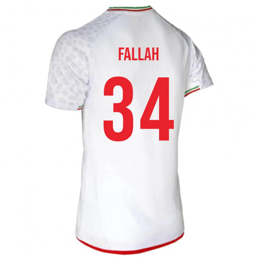 Danxen Mujer Camiseta Irán Saman Fallah #34 Blanco Rojo 1ª Equipación 26-28 La Camisa