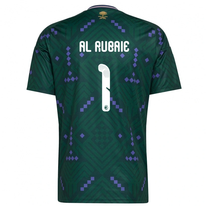 Danxen Mujer Camiseta Arabia Saudita Mohammed Al Rubaie #1 Verde Púrpura Blanco 1ª Equipación 26-28 La Camisa
