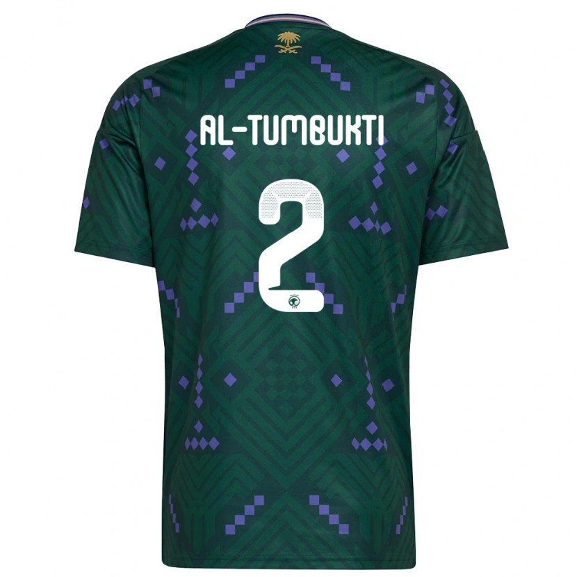 Danxen Mujer Camiseta Arabia Saudita Saud Al-Tumbukti #2 Verde Púrpura Blanco 1ª Equipación 26-28 La Camisa