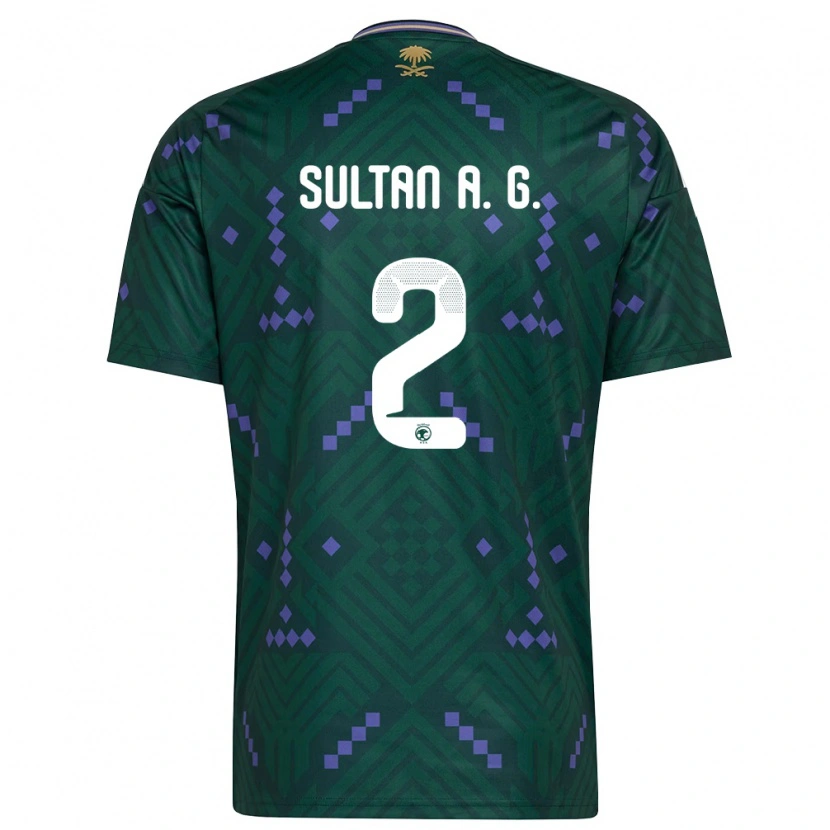 Danxen Mujer Camiseta Arabia Saudita Sultan Al-Ghannam #2 Verde Púrpura Blanco 1ª Equipación 26-28 La Camisa