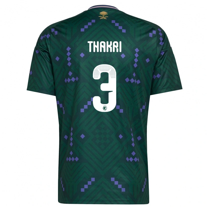 Danxen Mujer Camiseta Arabia Saudita Jehad Thakri #3 Verde Púrpura Blanco 1ª Equipación 26-28 La Camisa