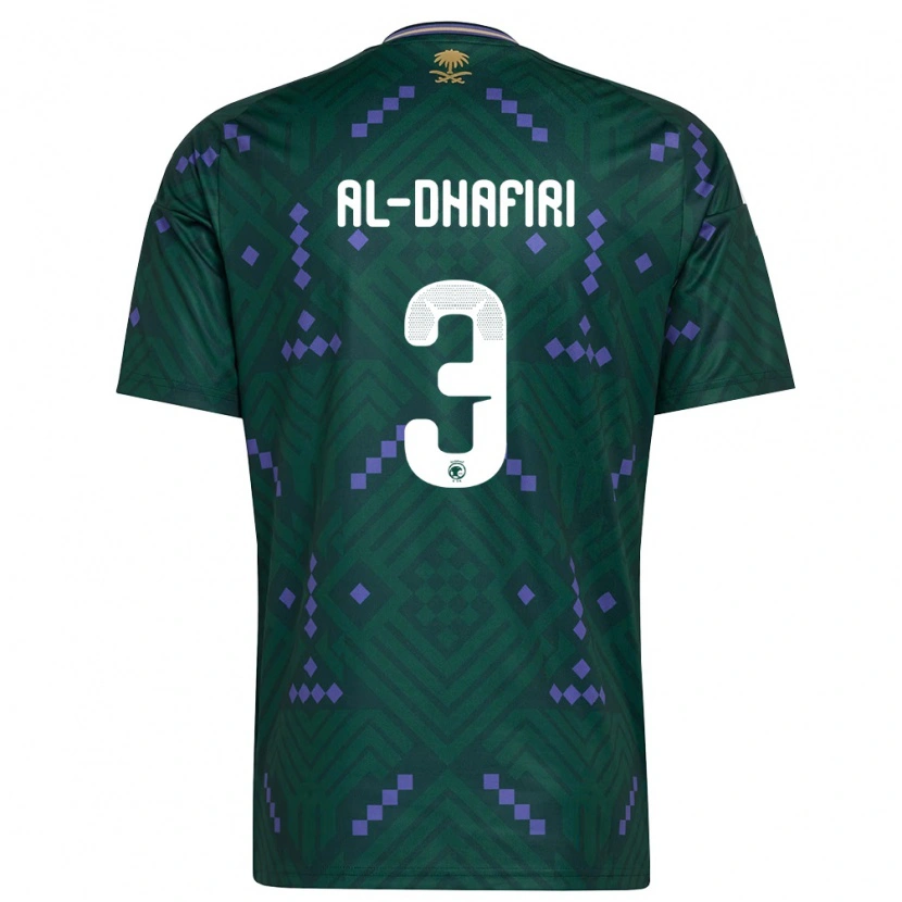 Danxen Mujer Camiseta Arabia Saudita Yasser Al-Dhafiri #3 Verde Púrpura Blanco 1ª Equipación 26-28 La Camisa