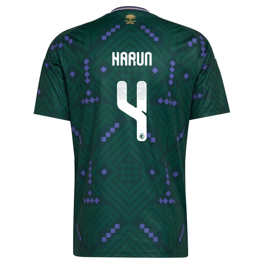Danxen Mujer Camiseta Arabia Saudita Saud Haroun #4 Verde Púrpura Blanco 1ª Equipación 26-28 La Camisa