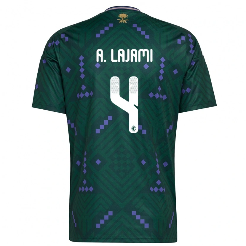 Danxen Mujer Camiseta Arabia Saudita Ali Lajami #4 Verde Púrpura Blanco 1ª Equipación 26-28 La Camisa
