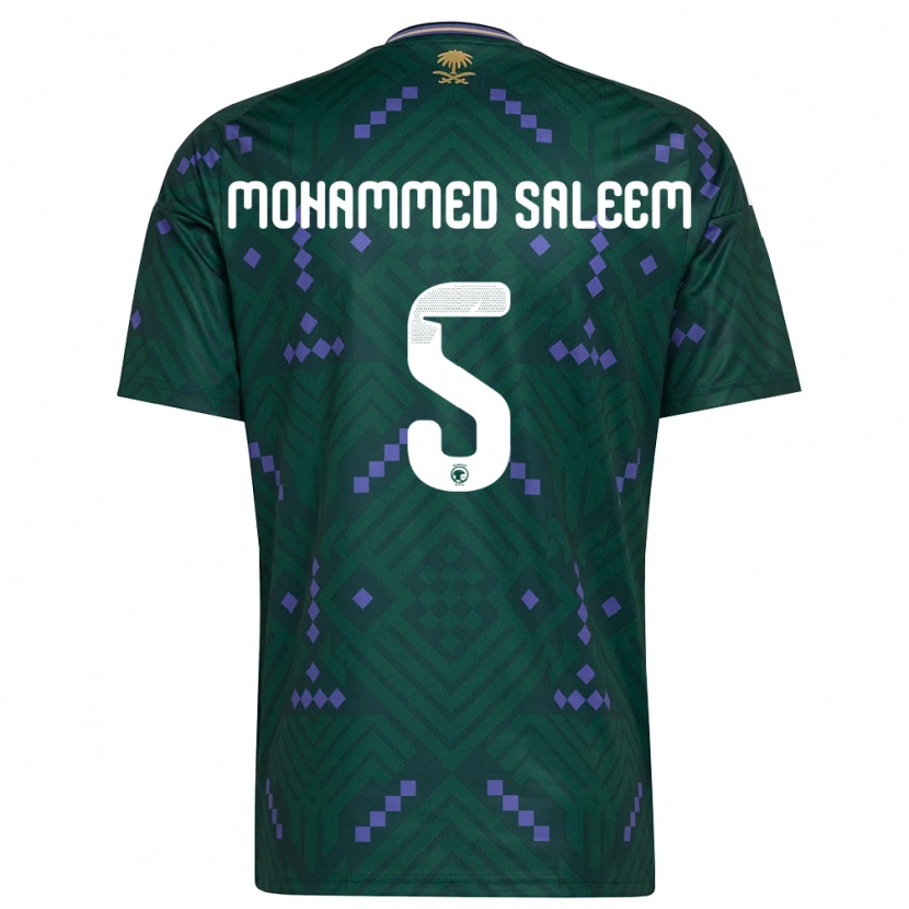Danxen Mujer Camiseta Arabia Saudita Moayad Mohammed Saleem #5 Verde Púrpura Blanco 1ª Equipación 26-28 La Camisa
