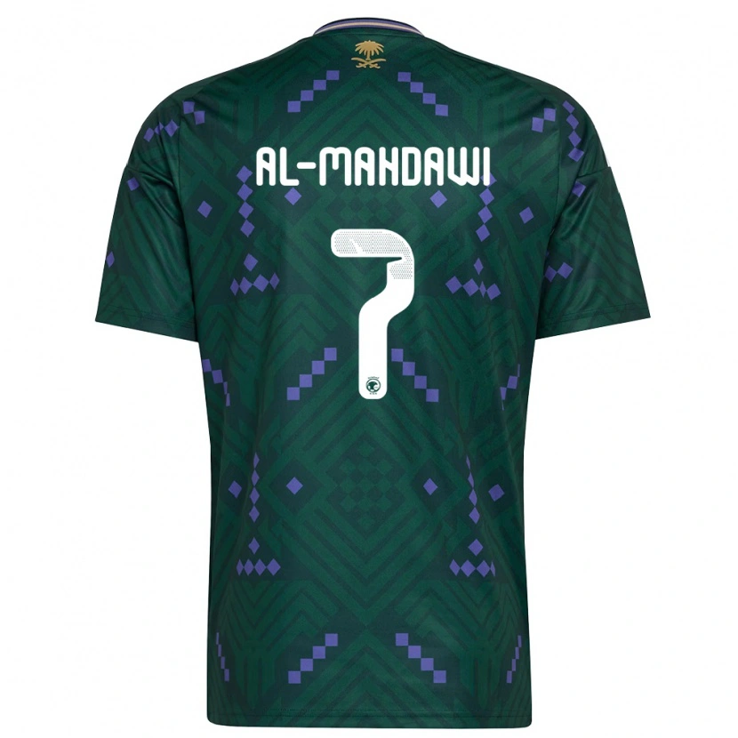 Danxen Mujer Camiseta Arabia Saudita Ali Al-Mahdawi #7 Verde Púrpura Blanco 1ª Equipación 26-28 La Camisa