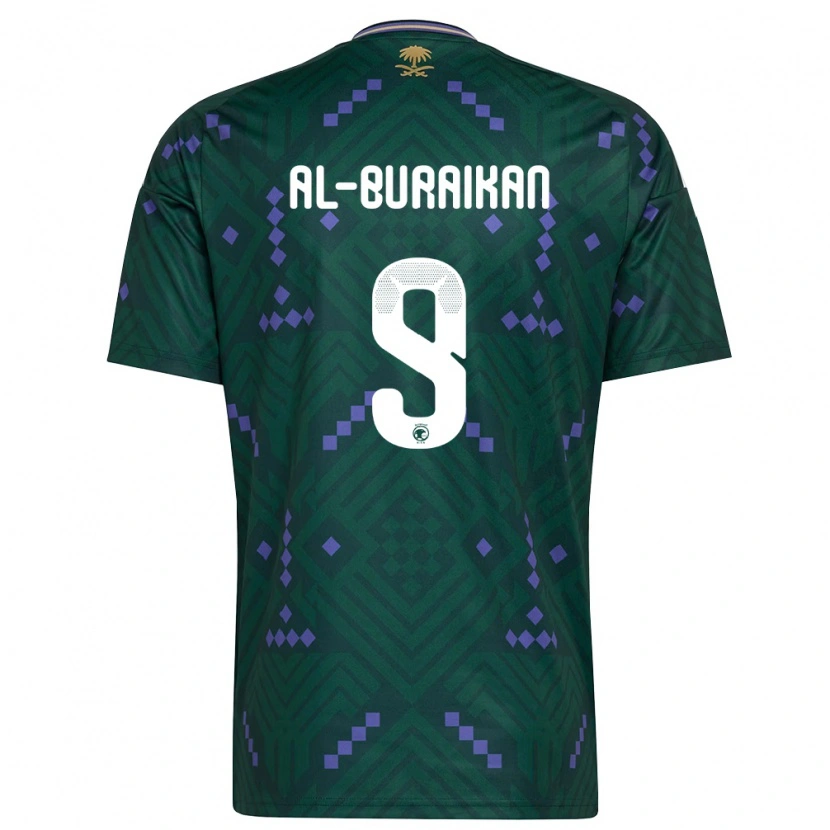 Danxen Mujer Camiseta Arabia Saudita Firas Al-Buraikan #9 Verde Púrpura Blanco 1ª Equipación 26-28 La Camisa
